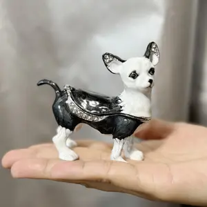 3.15in Alloy Cartoon Chihuahua Jewelry Box, jewelry storage Metal Craft Small Gifts