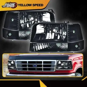 Fit For 1992-96 Ford F150/250/350 Bronco Headlights W/Corner Signal Bumpe Lamps