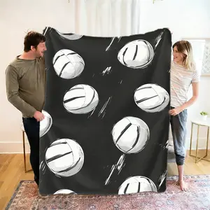 1pc Volleyball Print Blanket, Ultra-Soft Fleece Material, Skin-Friendly Comfortable, Foldable Portable, Multi-Functional Home Decor & Travel Gift
