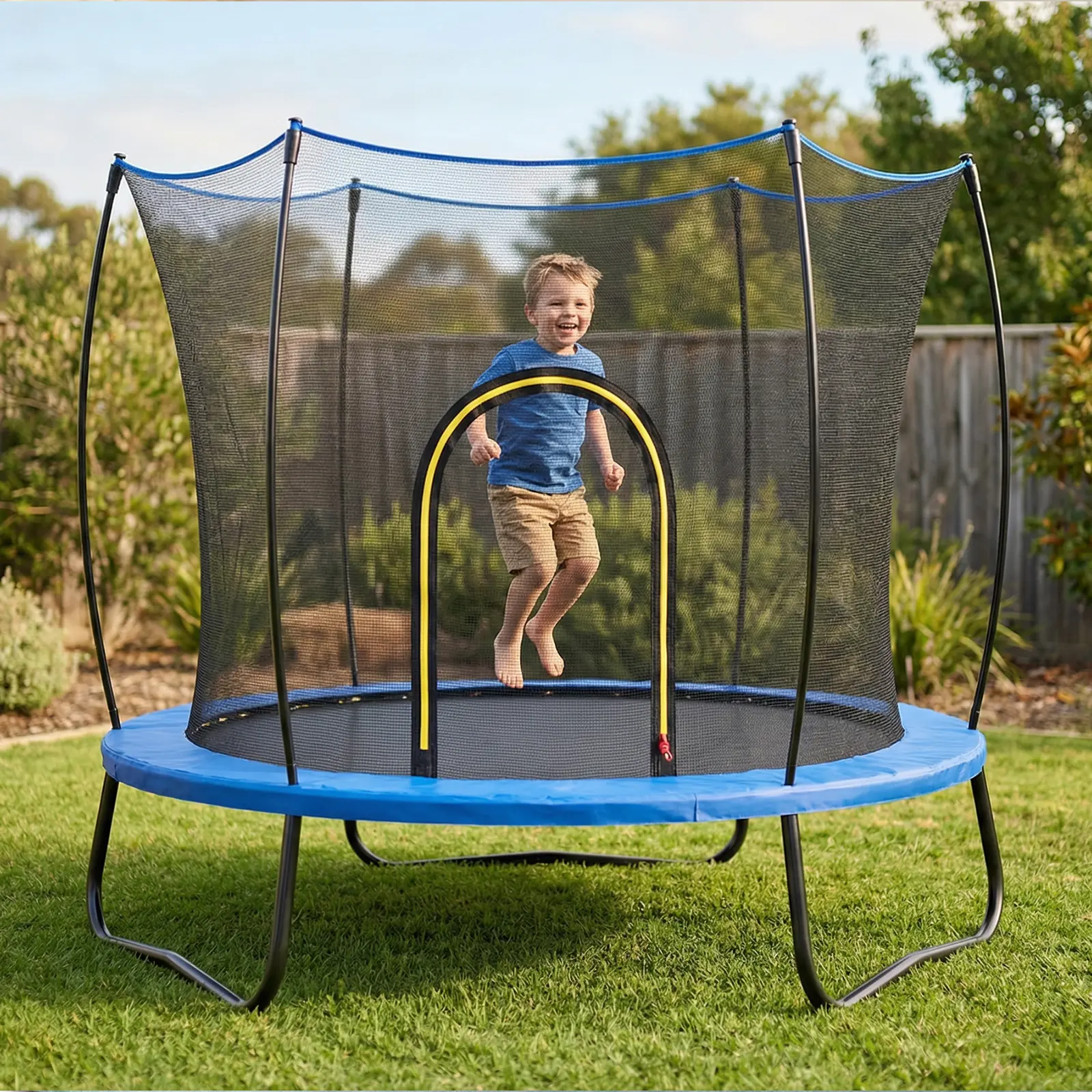 55inch Toddler Trampoline for Kids Indoor Outdoor with Enclosure Net, Easy to Assemble, No-Gap Jump Mat, Anti-Rust Steel Frame,pink