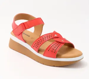 Adesso Leather Adjustable Wedge Sandals - Sky