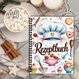 A5 Spiral Recipe Book Dessert Planner Personalized Notebook Multi-Functional Loose Leaf Coil, Customizable Cooking Journal