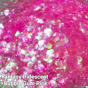 Fantasy Iridescent Bubble Gum Pink Glitter