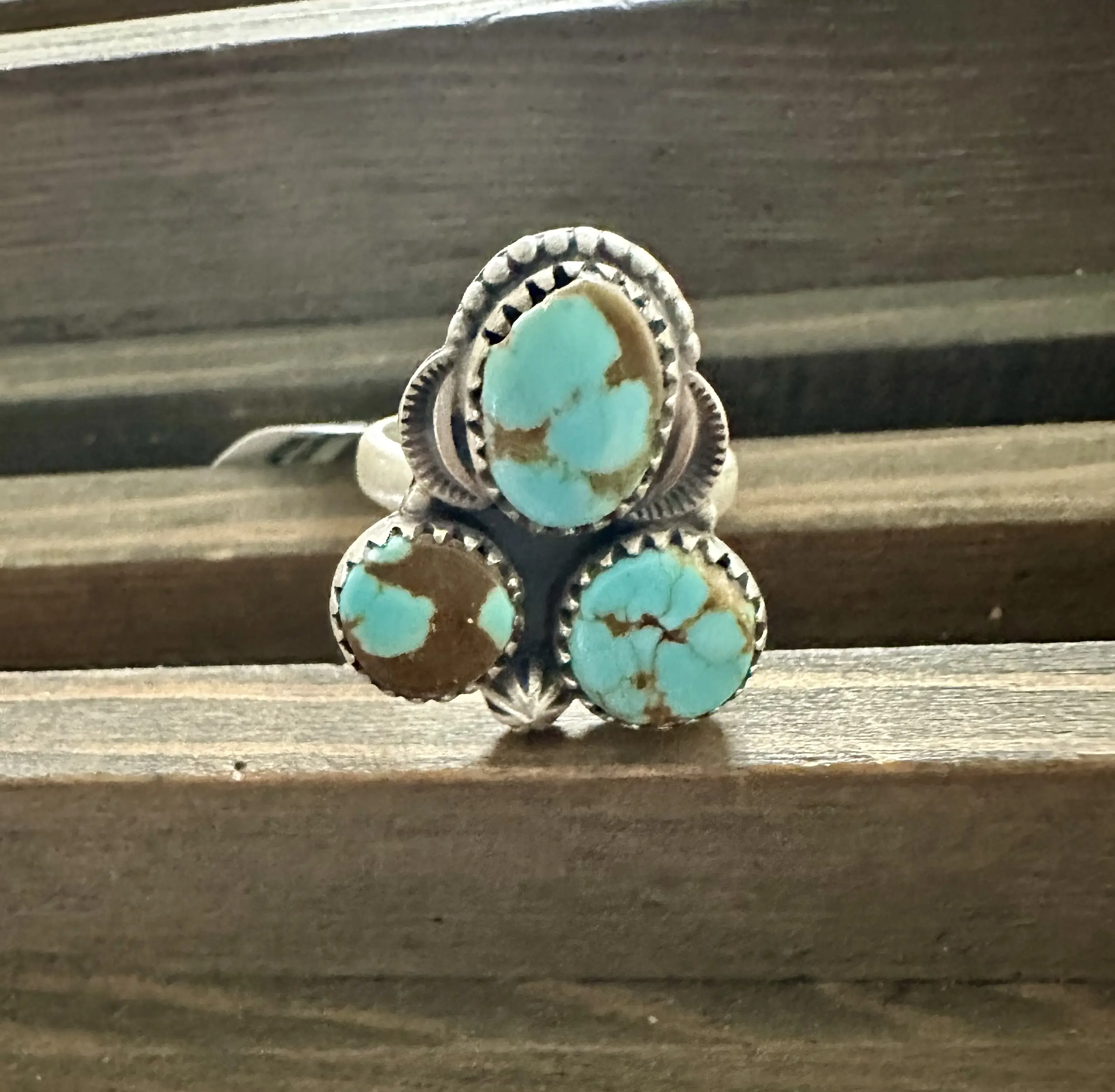 Sterling Silver 3 stone Mine 8 ring