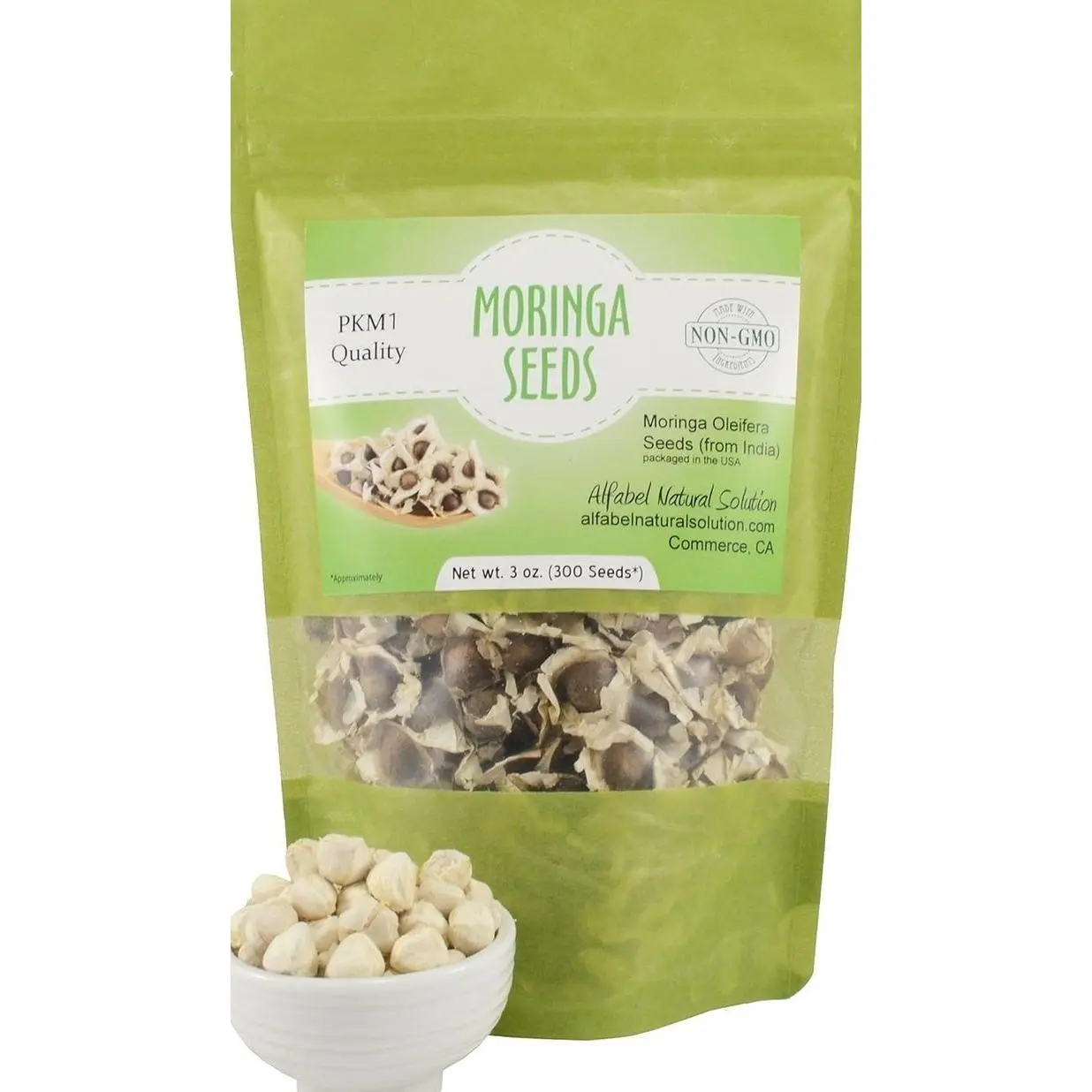 Moringa Oleifera Seeds Non-GMO PKM1 Premium Quality - Organically Grown - 3 oz. - Resealable Stand Up Pouch