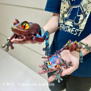 3D Printed Frog Statue, Unique Desktop Decoration and Collectible, Cute Animal Action for Home Office Decor, 38cm/14.96in, 16.5cm/6.5in