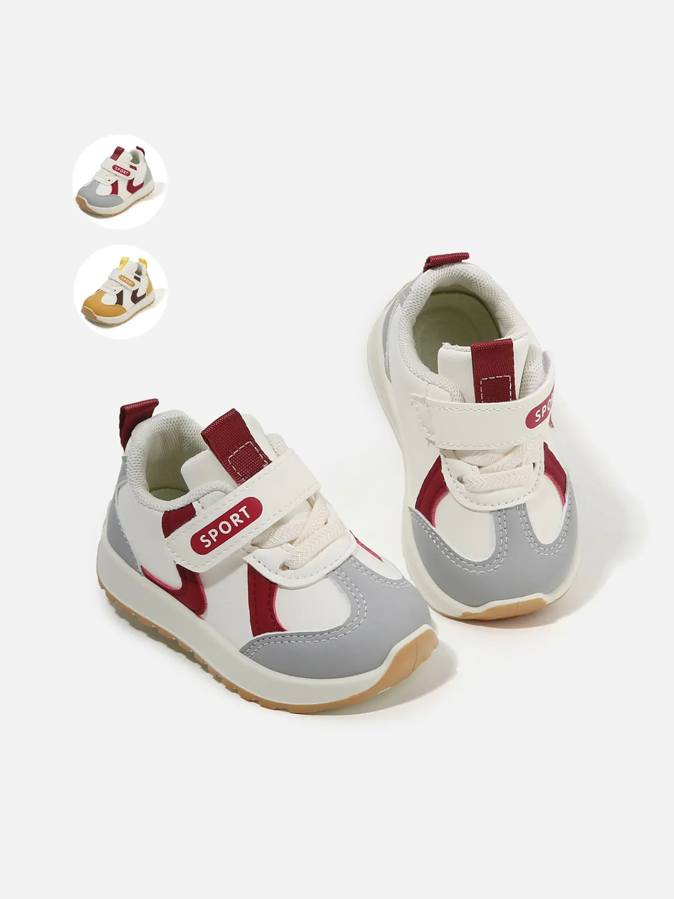 Kids' Toddler Colorblock Velcro Sneakers - Fashionable Vibrant Style, Velcro Adjustment + Scientific Flex Point Foot Protection + Breathable Comfort Lining + Non-Slip Wear-Resistant Sole, Spring Fall Daily Toddler Outings & Play
