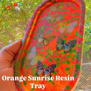 Orange Sunrise Resin Tray Plates