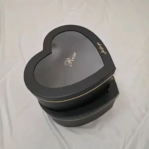 Black Heart Shaped Gift Flower Boxes - Elegant Design for Special Occasions