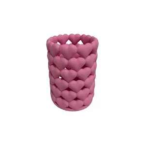 3D Printed Heart Pen Holder, Cute Desk Organizer for Girls, Back-To-School Ideal Gift, Desktop Storage Solution