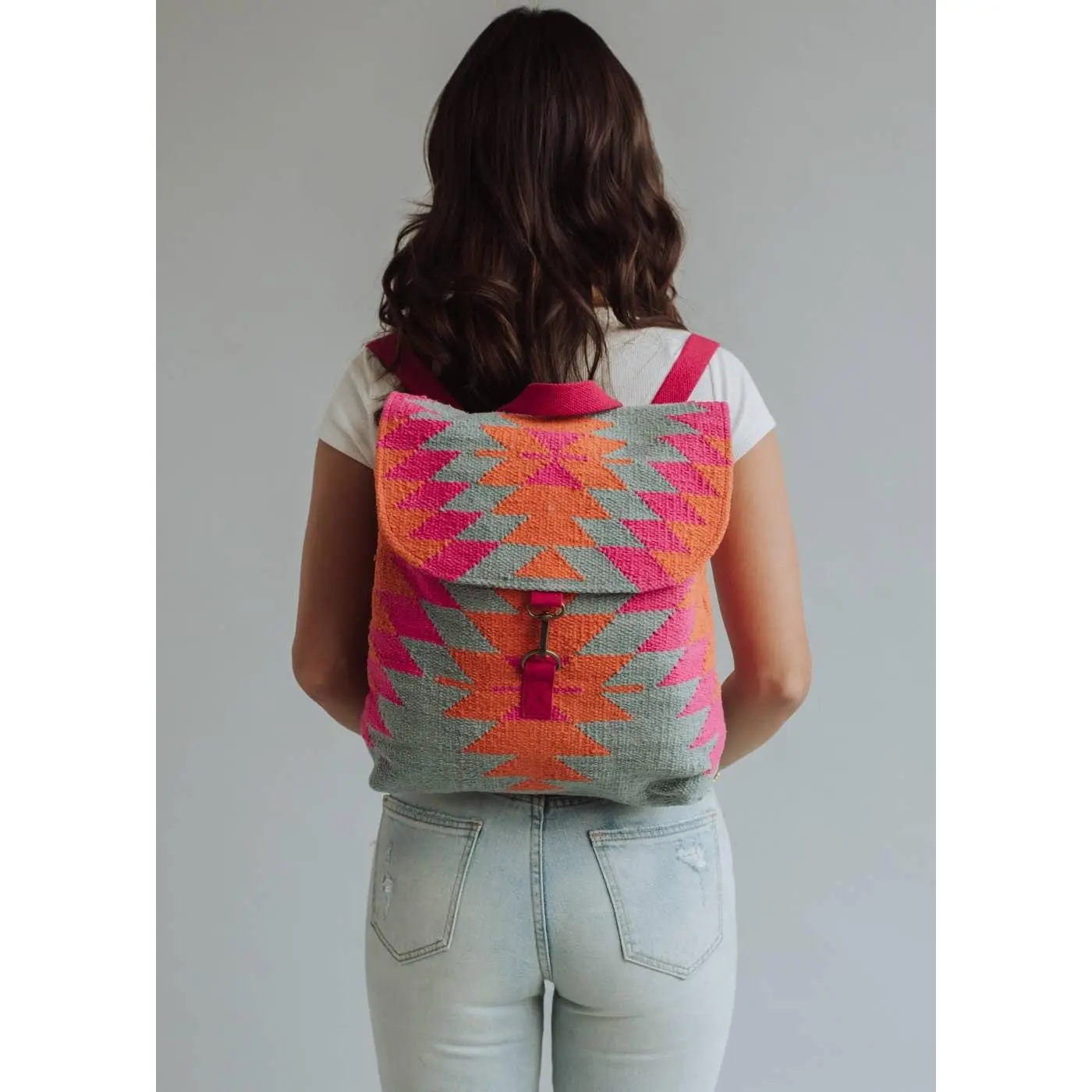 Panache Apparel Co. - Orange, Pink & Slate Aztec Backpack