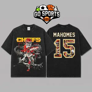 [Go-Sports] Patrick Magic Mahome 15 Graphic Premium Acid Washed Cotton T-Shirt, Chiefs Kingdom Apparel, Mahomes Football Fans Streetwear Tee, Gift For Football Fan Graphic Tee T-Shirt