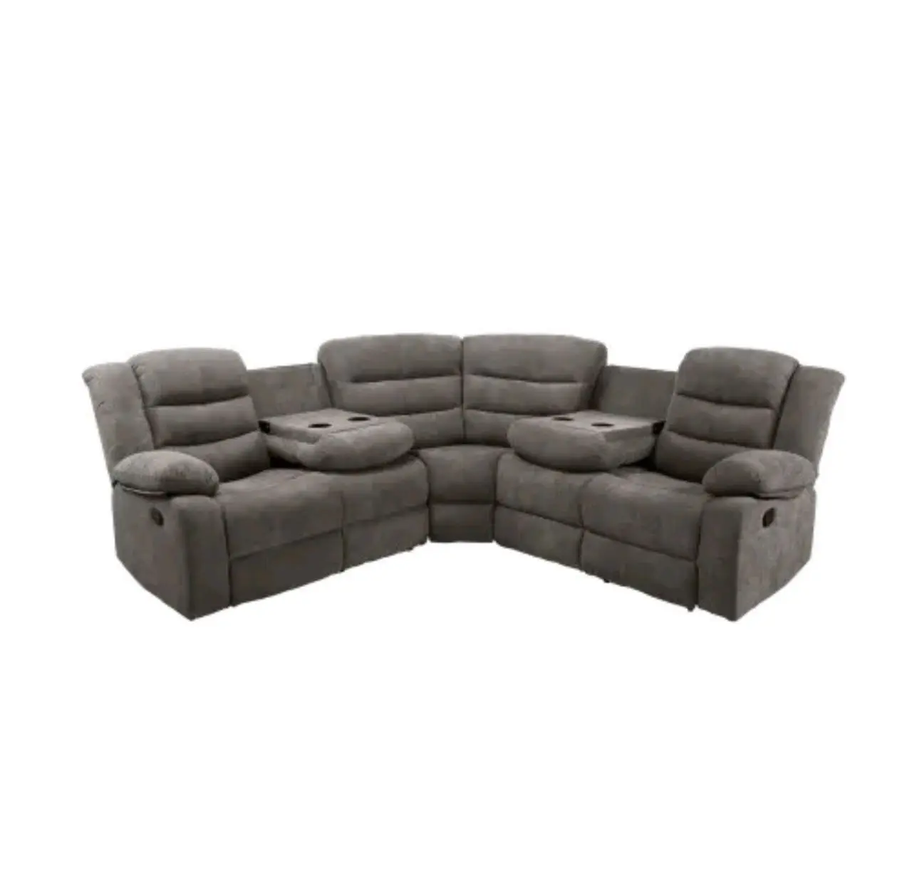 Sectional Manual Recliner Living Room Set Grey Color