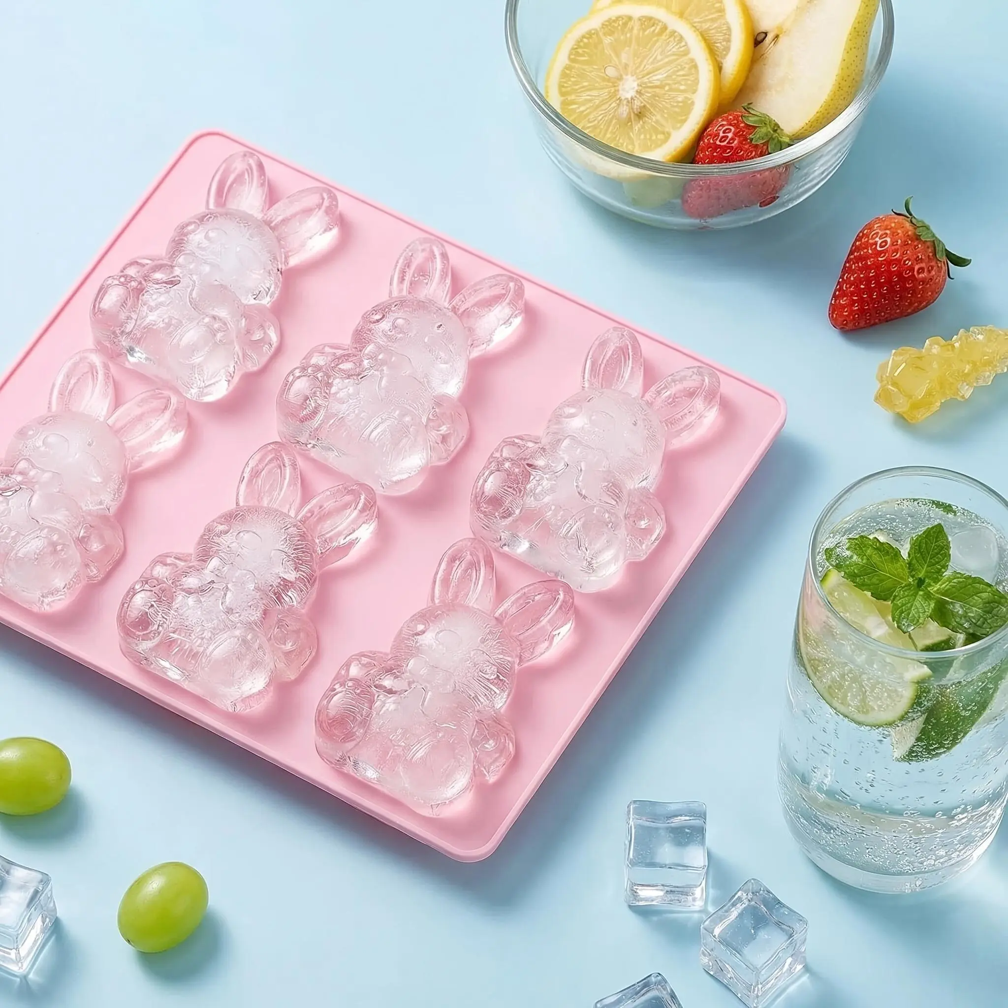 6-Cavity Connected Mold for 3D Stereo Rabbit Silicone, Perfect for Easter Chocolate, Ice Cubes, Or Jelly - A Baking Tool