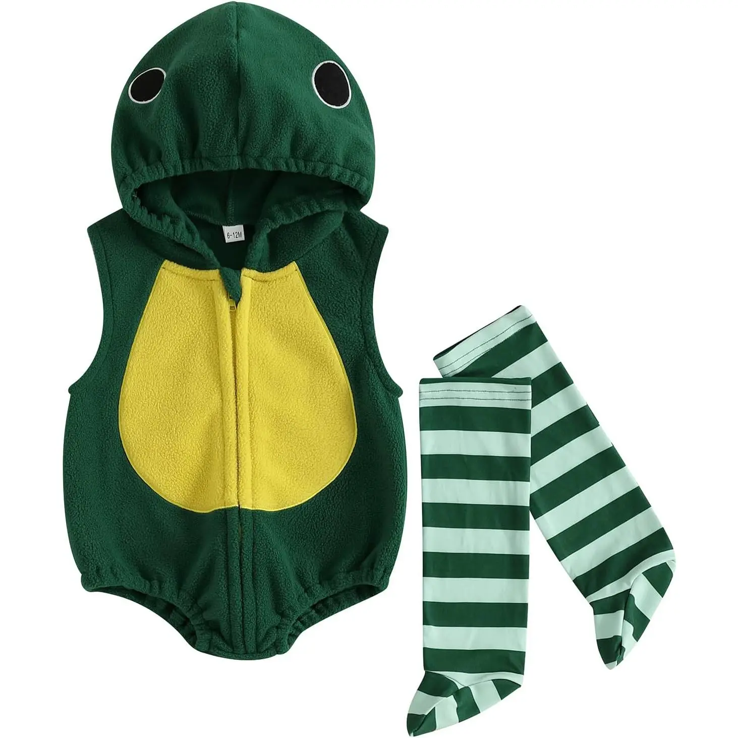 Infant Ghost Halloween Costume Set, Sleeveless Hooded Romper with Zipper, Stockings for 0-3 Months (Bird Design)