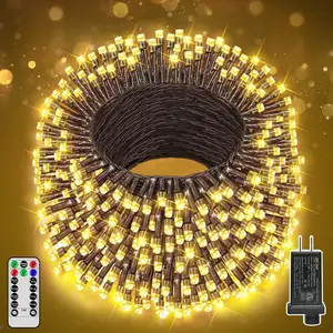 197FT 600 LED Christmas Lights Outdoor, Warm White Christmas Tree Lights Plug in, 8 Modes Twinkle String Light for Outside Bedroom Wedding Party Ceiling Xmas  Decorations