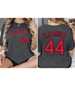 Atlanta 44 Baseball Shirt, H. Aaron 44 Jersey Style Tee, Vintage Baseball Graphic T-Shirt, Retro Sports Fan Shirt, Atlanta Baseball Fan Gift, Unisex Cotton Tee, Classic Baseball Apparel USA Style