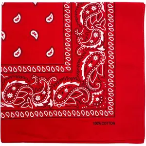 100% Cotton Bandana for Men & Women 22" x 22" Paisley Pattern Handkerchief Headband Scarf Red Color