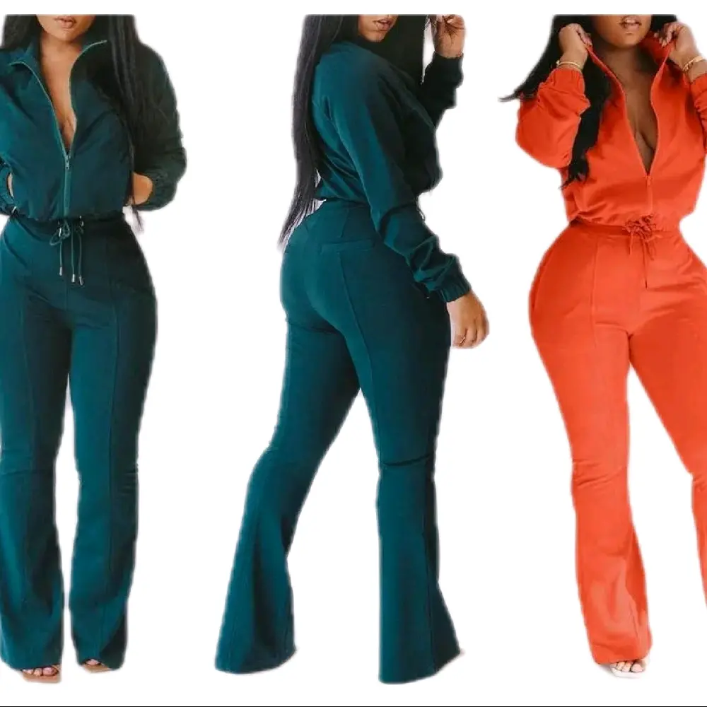 Amelia Women's Pants Set - Casual Outfit in Dark Teal & Orange, Comfortable Design for Everyday Wear - Clothing, Womenswear, Suits, Trouser, Top