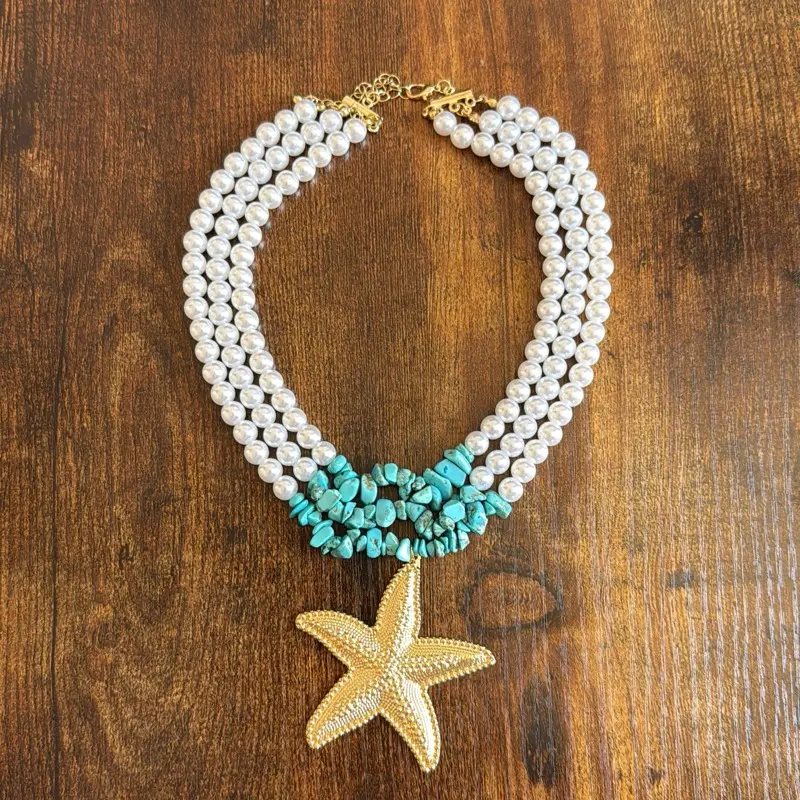 Pearl & Turquoise Starfish Necklace