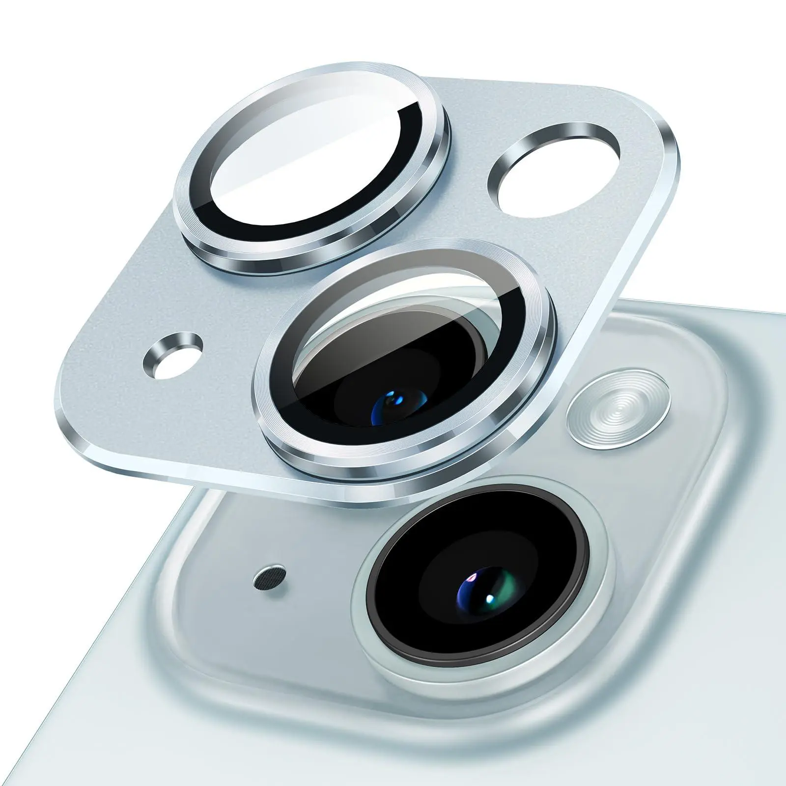 JETech Smartphone Camera Lens Protector for iPhone 15 Series, 9H Tempered Glass Full Coverage Ring Cover, Matte Metal Plate, Case Friendly, Handheld Device Flash Protection, 1-Pack, Devices