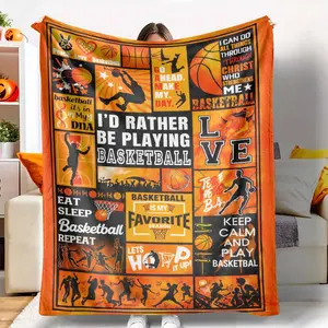 Basketball Flannel Blanket Inspirational Motivational Quote Print Soft Warm Lightweight Cozy Durable for Bedroom Living Room Sports Events Travel Gift
