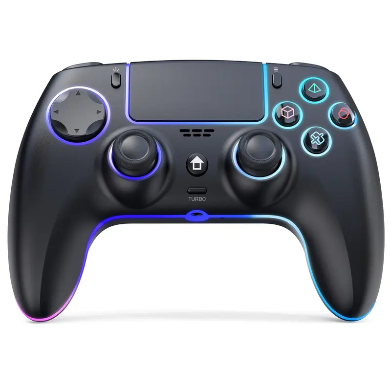 JORREP Anti-Drift Wireless Game Controller for PS5 Pro, 7 RGB Colors Lighting, Dual Vibration, Turbo, 6-Axis Gyro Sensor, Programmable Buttons, Adjustable Resistance, Headset Jack, Compatible with PC, MAC, iOS, Android10, Steam Deck (Console Accessories),