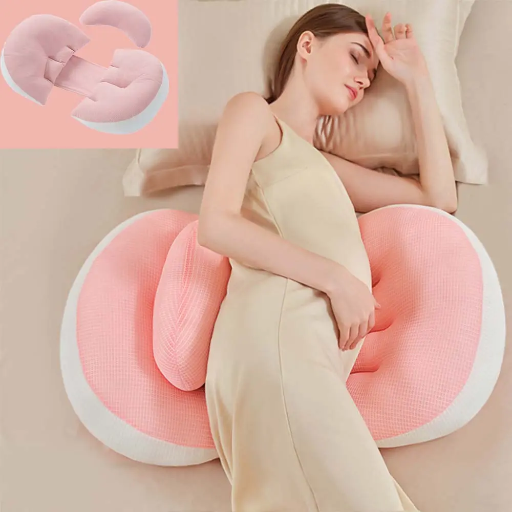 Adjustable Pregnancy Pillow, 30°/45° Ergonomic Support, Tencel Breathable Maternity Pillow for Back Pain Relief, Side Sleepers Detachable Crystal Velvet pillow for pregnant