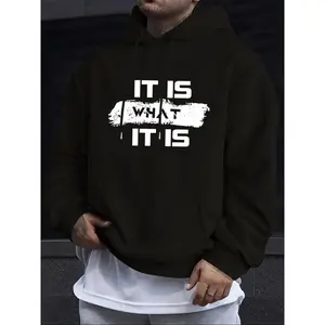 Men's Casual Hooded Sweatshirt with Kangaroo Pocket, Drawstring Design, Long Sleeve Geometric Print Pullover, Graphic Hoodies for Fall & Winter Unisex Hoodies