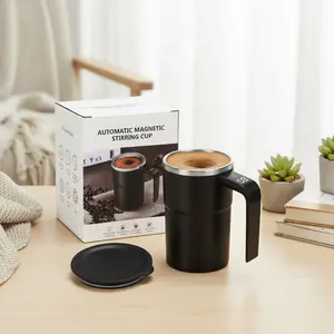 【Automatic Magnetic Self Stirring Coffee Mug】 Rechargeable Stainless Steel Insulated Mixing Cup with Lid for Coffee Milk Tea Hot Chocolate and Protein Powder ,LCD Thermometer for Milk/Cocoa at Office/Kitchen/Travel