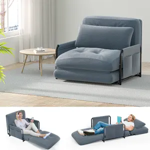 【Adjustable Sofa】Mr IRONSTONE Adjustable Floor Sofa Couch with Adjustable Backrest, Multi-Functional Bean Bag Bed with  2 Pillows, Foldable Lazy Sofa Sleeper Bed with Armrest, Versatile Floor Seating for Reading, Beige, Double