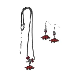 Siskiyou Sports College Euro Bead Earrings andNecklace Set