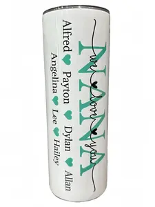NANA Mothers Day Special ADD CUSTOM NAMES - Teal Shown - Choose From Green, Purple, Teal, Pink - 20oz Skinny Straight Sublimation Tumbler