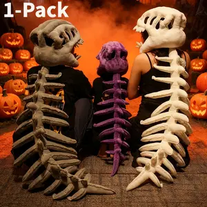 Dinosaur Skeleton Headgear Pillow, 4 Color Options Available, Unisex Cushion, Perfect for Halloween Party Cosplay and Sofa Lounging