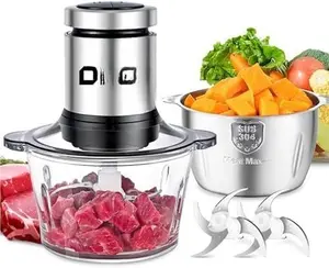 Processors,400W All-Copper  Meat Grder &   - Electric Vegetable  with 2 Bowls(8 Cup+8 Cup) & 2 Bi-Level  for Meat/fish/Vegetable/