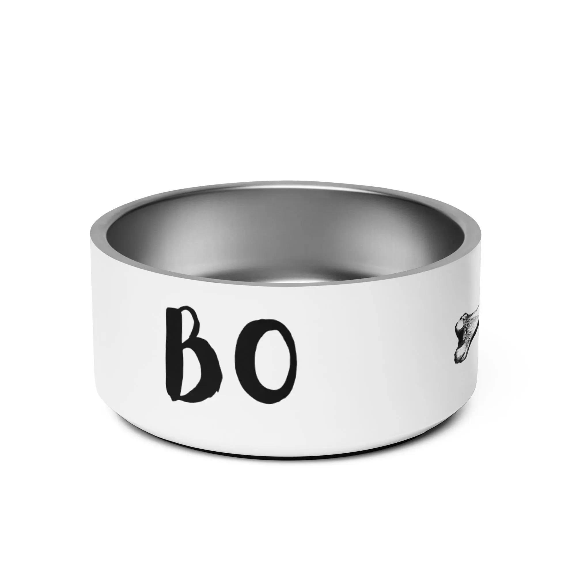 Halloween Pet Bowl with Custom Name, Skull Design, Personalized Pet Dish, Spooky Cat Accessories, Dog Food Bowl