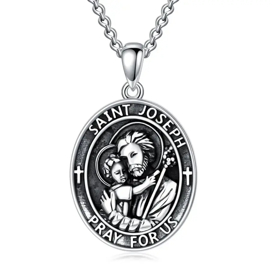 S925 Sterling Silver Saint Joseph Pendant Necklace Unisex