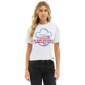 TEXAS RANGERS BOLT WOMEN'S BOYFRIEND TEE - WHITE