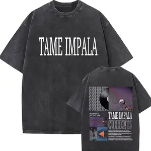 Tame Impala Deadbeat Tour 2025 Vintage Washed T-shirt Mens Hip Hop Unisex Short Sleeve T Shirts Casual O-Neck Cotton T Shirts
