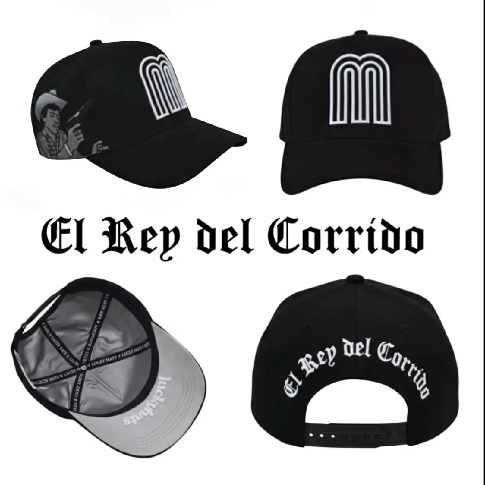 Chalino Sánchez Hat Full Suede Unisex Classic Six-Panel Style with Cartoon Character Design & Logo Frontal Gamuza Material