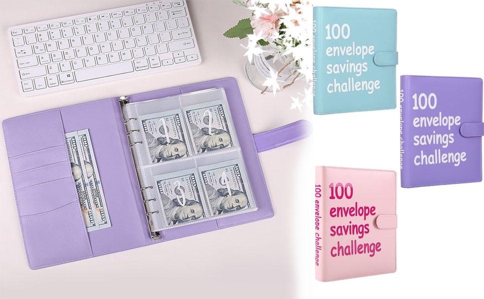100 Envelopes Money Saving Challenge, Savings Challenges Book with Envelopes & Challenge Tracker, Motivational Process to Save $5050, Money Saving Binder 100 Pocket Pre-numbered
