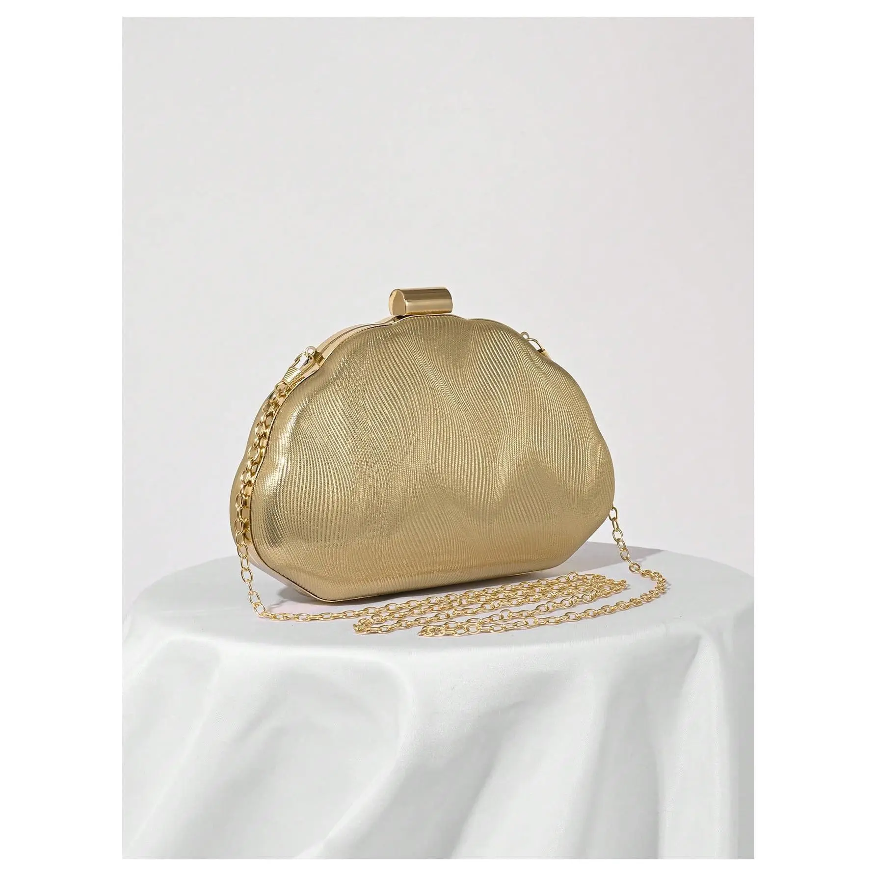 DealsForYouDays Clutch Purses Seashell Shaped Evening Handbag Metallic Chain Strap Mini Crossbody Purse