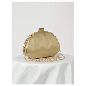 DealsForYouDays Clutch Purses Seashell Shaped Evening Handbag Metallic Chain Strap Mini Crossbody Purse