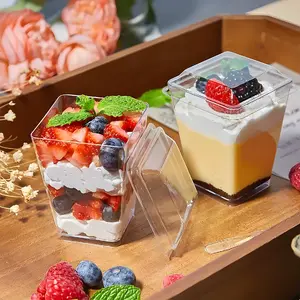 20pcs 5oz Clear Dessert Cups with Lids & Spoons – Mini Parfait Cups for Mousse, Cheesecake, Party & Wedding