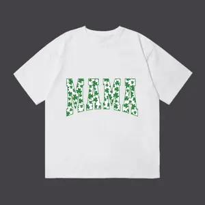 Cotton St. Patrick's Day Mama T-Shirt | Shamrock Clover MAMA Graphic Tee, St. Paddy's Day 2026, Irish Mama, Mom Life, Mother's Day Gift, Cute Irish Mom Shirt