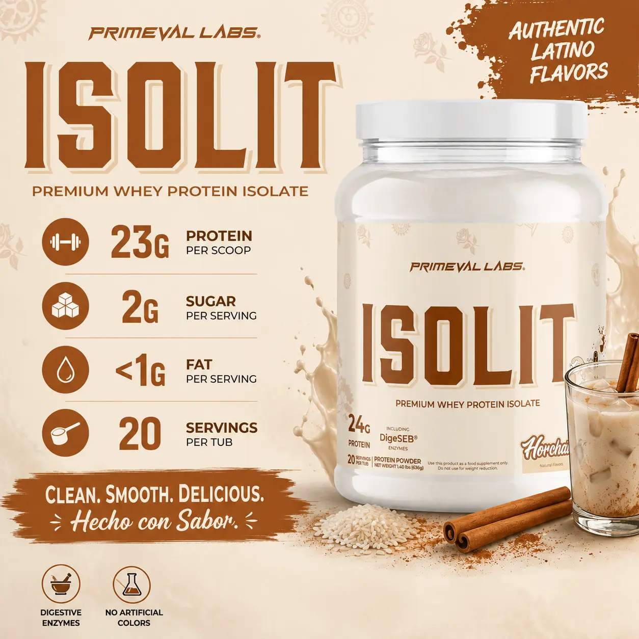 PRIMEVAL LABS ISOLIT Whey Protein Isolate Agua Fresca Flavors Low Fat High Protein 23g Protein 20 Servings PRIMEVAL LABS ISOLIT Whey Protein Isolate Agua Fresca Flavors Low Fat High Protein 23g Protein 20 Servings