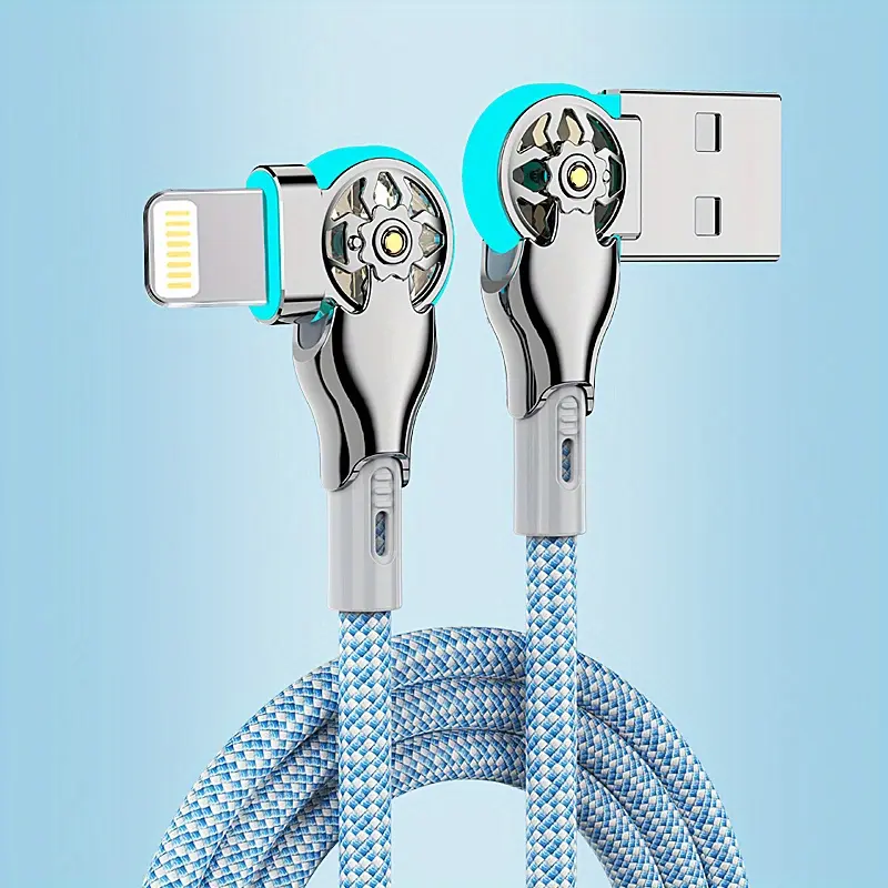 65W Dual Elbow Rotating Fast Charging & Quick Data Cable for iPhone Users, Lightweight Charging Accessory, Mobile Cables for High-Power Multi-Device Charging