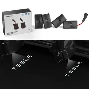 TOPFIT Tesla Logo Puddle Lights for Car Door HD LED Puddle Lights Compatible with Tesla Model 3, Y, X, S, Premium Tesla Door Logo Projection Lights