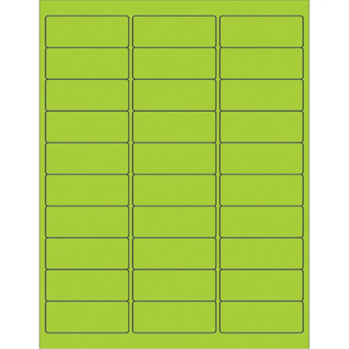 212 MAIN Acrylic Self-Adhesive Sticker Sheets - 2.63x1 in Fluorescent Green Temporary Labels, 3000-Pack Removable Rectangular Laser Printing Labels for Office Stationery