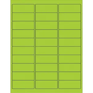 212 MAIN Acrylic Self-Adhesive Sticker Sheets - 2.63x1 in Fluorescent Green Temporary Labels, 3000-Pack Removable Rectangular Laser Printing Labels for Office Stationery